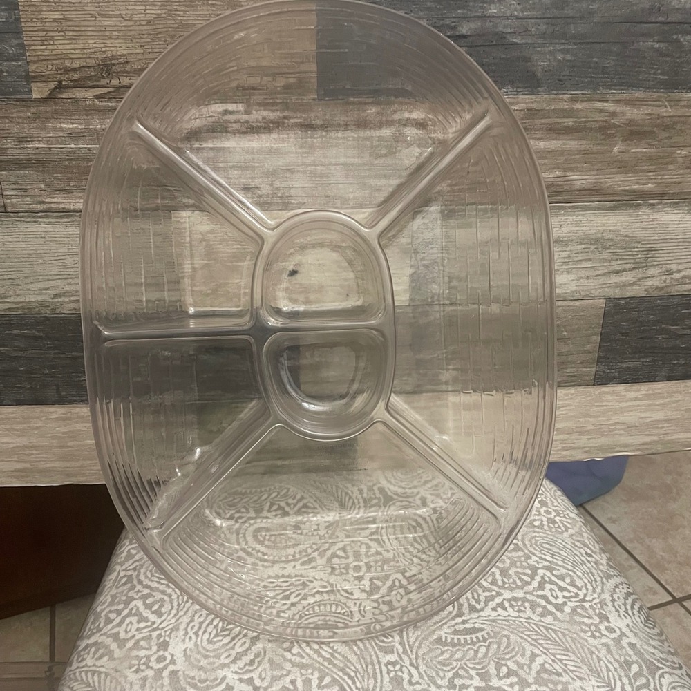 Longaberger Divided Serving Tray Clear Plastic Party Platter basket insert 40045